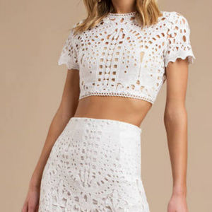 White Lace Two Piece Maxi Set